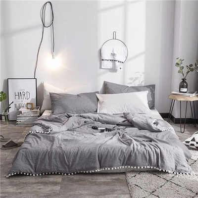 

Summer Throw Quilts Fresh Pink Patchwork Quilt Stitching Small Balls Duvet 1pc Soft Bedspread Solid Bed Cover Pastoral Bed Linen
