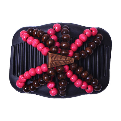 

〖Follure〗Women Magic Acrylic Vintage Hair Comb Double Clips Wooden Hair Slide