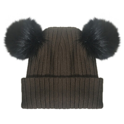 

Tailored Double Ball Childrens Wool Hat Twist Wool Ball Baby Knitted Cap Elasticity