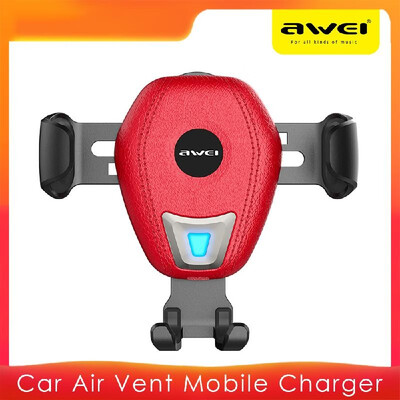 

AWEI Car Charger Gravity Linkage Mobile Bracket Charger without Wire Auto Clamping Air Vent Mount Holder