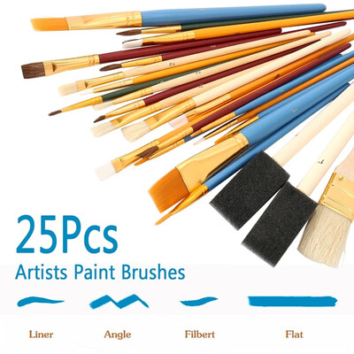 

25pcs Artists Paint Brushes Set Foam Dabbers Brush Acrylic Oil Watercolour Kit
