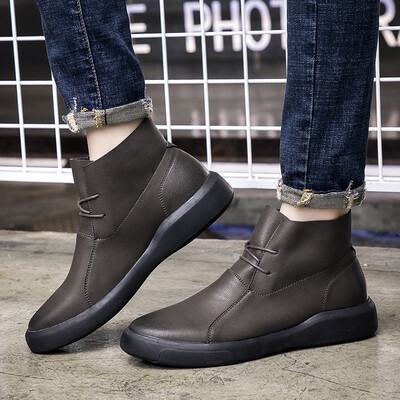 

Martin shoes fashion trend Martin boots round head in the tube male Martin shoes breathable British lace motorcycle boots