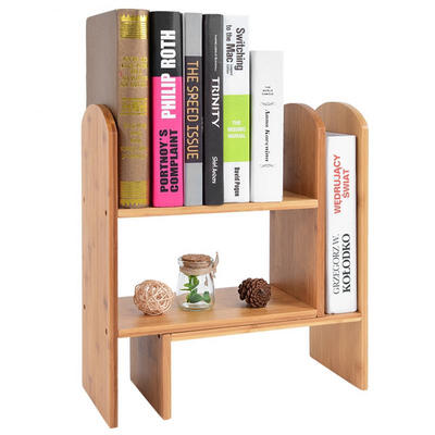 

Greensen Desktop Bookshelf Adjustable Countertop Bookcase Office Supplies Organizer Bamboo Desk