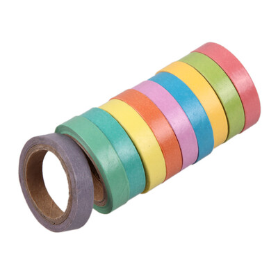 

10x Rainbow Washi Sticky Paper Masking Adhesive Decorative Tape Scrapbookin