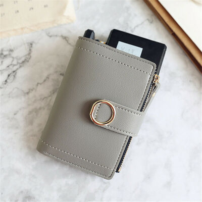 

2019 New Style Hot Fashion Women Lady PU Leather Zipper Clutch Wallet Short Solid Hasp Holder Purse MinI Wallets