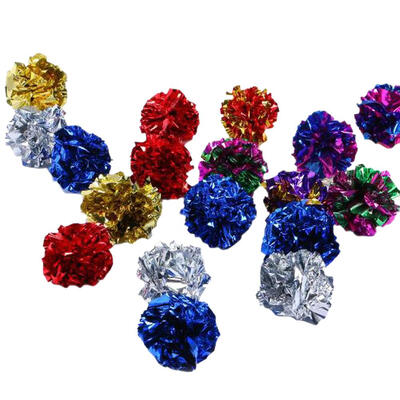 

Cat Toy Mylar Balls Colorful Ring Paper Shiny Crinkly Balls Cats Sound Toys