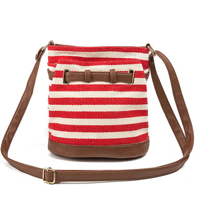 

Tailored Stripe Canvas Tote Bags Women Shoulder Bag Handbags Postman Package BK