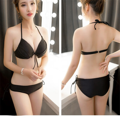 

Swimsuit split bikini three-piece gathered sexy slim swimsuit female sense steel care vacation swimsuit