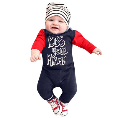 

Toddler Infant Baby Boys Girls Letter Splice Long Sleeve Romper Cap Jumpsuit Set