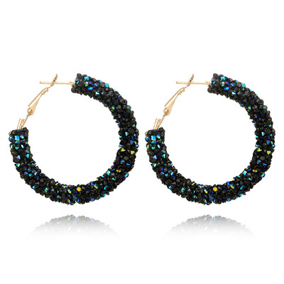 

EK711 Bohemian Luxurious Crystal Rhinestone Beads Geometric Hoop Earrings For Women Jewelry Gold Color Shiny Circle Earrings