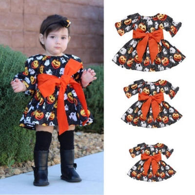 

Baby Girls Halloween Pumpkin Costume Outfits One Piece Party Tutu Dress