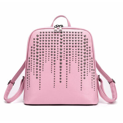 

Vintage PU Leather Women Rivet Backpack Large Capacity Shoulder School Bags