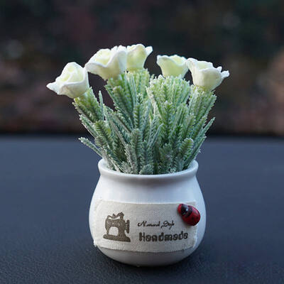 

Car Simulation Plant Ornaments Lovely Green Plant Chrysanthemum Rose Lavender Car Decor