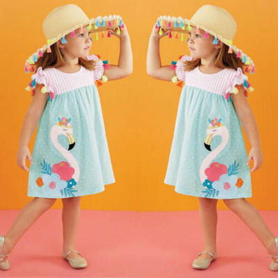 

Kids Baby Girls Summer Sleeveless Flamingo Princess Tutu Swing Dress Outfits Hot