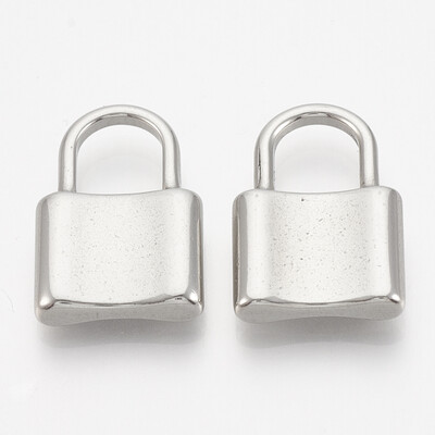

304 Stainless Steel Pendants Lock Stainless Steel Color 22x15x4mm Hole 8x8mm
