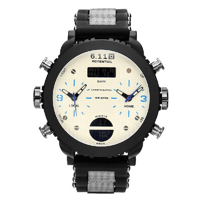 

611 Men Outdoor Sport Silica Gel Band Watches Multi-Functional Waterproof Digital Wristwatches