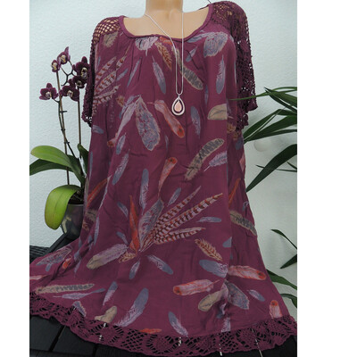 

Roseonmyhand Plus Size Women O-Neck Print Patchwork Hollow Out Short Sleeve Blouse Shirt Tops