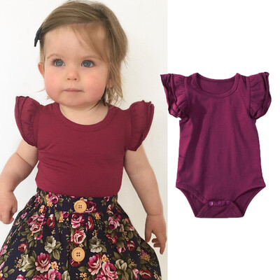 

Cute Newborn Infant Baby Girls Boy Cotton Romper Bodysuit Flying Sleeve Outfits