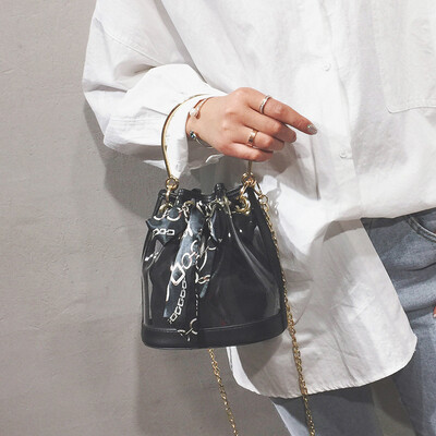 

Advanced sense bag Ocean portable transparent bag Fashion bucket bag handbag New 2019 wild ins Messenger bag