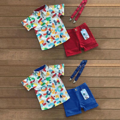 

USStock Kids Baby Boy Formal Suit Short Sleeve ShirtShorts Pants Summer Clothes