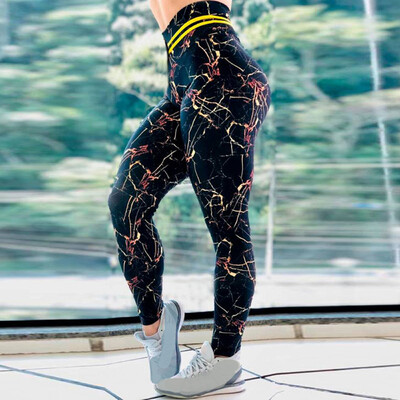 

Tailored Womens Casual Marble Digital Printing High Waist Sports Yoga Pants