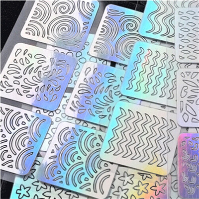 

〖Follure〗Fashion 12 sheets New Nail Grid Irregular Insole Reusable Manicure Stickers Deco