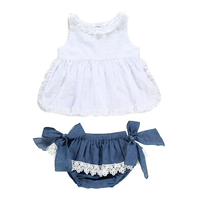 

Toddler Kids Baby Girl Summer Tops T-shirt Denim Shorts 2Pcs Outfits Clothes Set