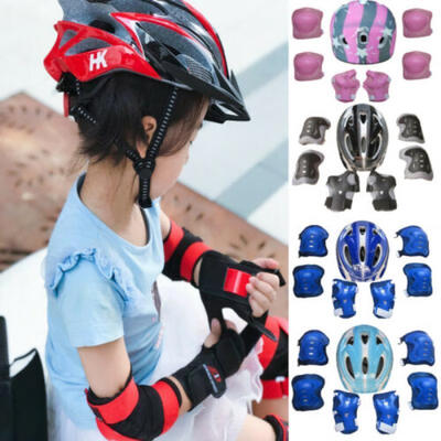 

Kids Boy Girl Safety Helmet Knee Elbow Pad Sets For Cycling Skate Bike
