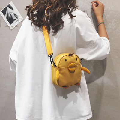 

Funny small bag female 2019 new cartoon cute mini bag Korean version of the wild foreign air canvas shoulder Messenger bag