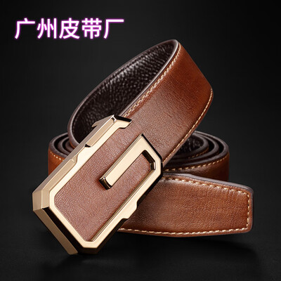 

Guangzhou factory mens belt leather Korean casual belt male letter G smooth buckle belt mens custom