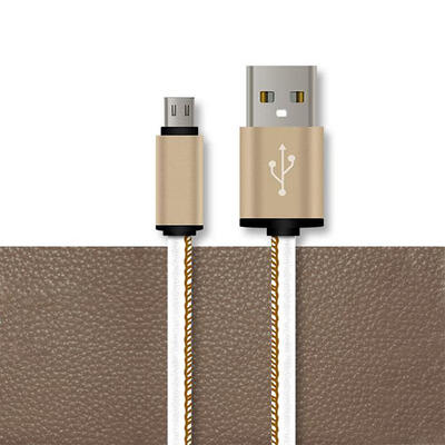 

1M Leather Micro USB Data Line Portable Braided Cord Fast Charging Cable For Mobile Phones-1m