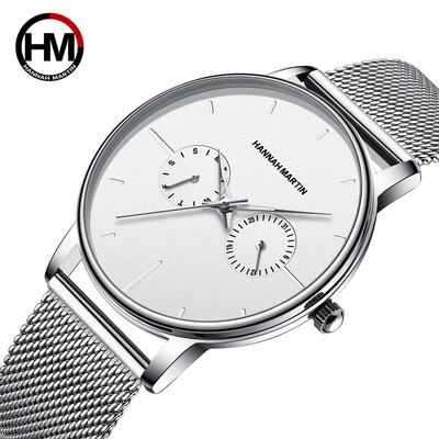 

Gobestart High Quality Fashion Simple Two Eye Four Needle Mens Mesh Belt Quartz Watch
