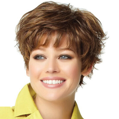 

Fashion Women Short Curly Full Wig Neat Bang Bluffy Natural Hairstyle Wig