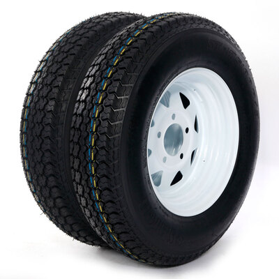 

Ktaxon LOT2 17580D13 LRC ET Bias Trailer Tire on 13" 5 Lug White Spoke Steel Wheel New