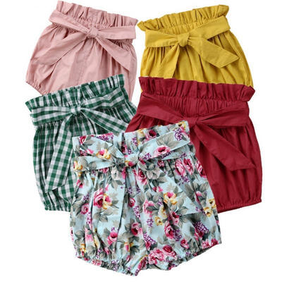 

Toddler Baby Girls Cotton Bowknot Elastic Waist PP Pants Bloomers Shorts Trousers