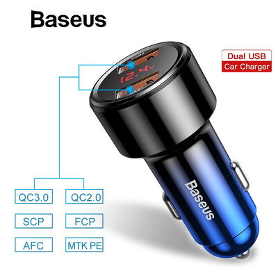 

Baseus Quick Charge 40 30 Car Charger For Xiaomi Mi 9 Redmi Note 7 Pro 45W PD Fast Phone Charger in car AFC SCP For Huawei P30 M