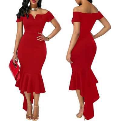 

Women V-Neck Long Maxi Dress Off Shoulder Evening Party Summer Tuxedo Sundress