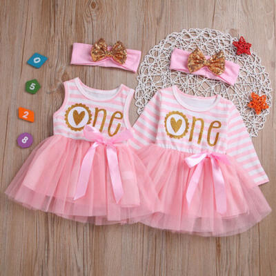 

0-2T Princess Kids Baby Girl Tutu Party Dress Prom DressHeadband Birthday Gift