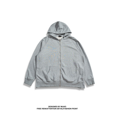 

MIJKO mens&womens autumnwinter new high street long zipper hoodie with heavy industry slit on both sides