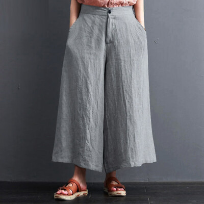 

Tailored Fashion Baggy High Waist Buttons Zipper Wide Legs Loose Pants Trousers