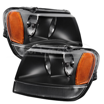 

For 99 00 01 02 03 04 Jeep Grand Cherokee Headlight AssemblyOE Projector HeadlampBlack Housing