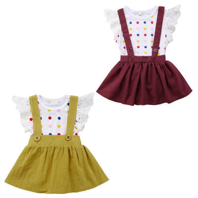 

Pretty Newborn Baby Girl Polka Dot Romper Princess Party Dress Skirt Outfits Set