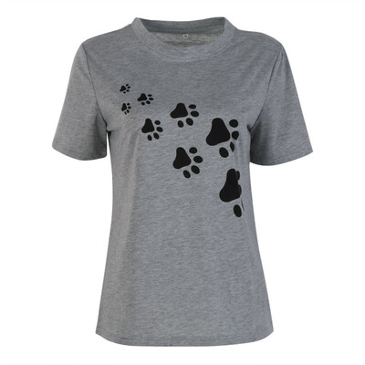 

Cat paws print Women tshirt Cotton Casual Funny t shirt For Lady Top Tee Hipster gray