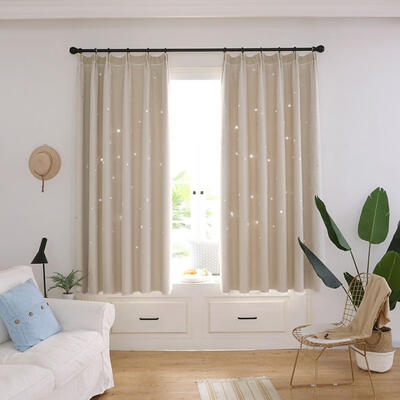 

Solid Star Curtains Hollow Out 2 Layers Curtains 100cm X 200cm