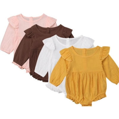 

Newborn Baby Girls Fly Long Sleeve Romper Toddler Ruffle Bodysuit Set Outfits