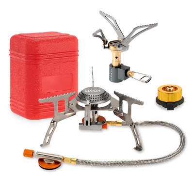 

Lixada 3000W Portable Camping Cookware Set Folding Mini Pocket Stove Camping Gas Stove Split Burner with Gas Conversion Head Adapt