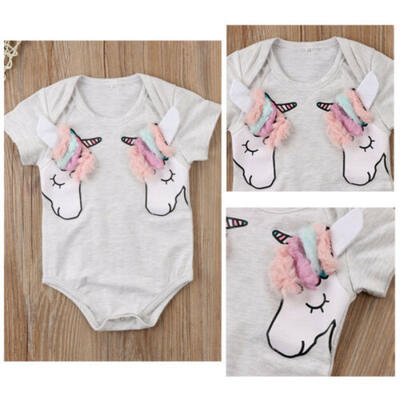 

USA Newborn Baby Girls Unicorn Romper Top Jumpsuit Bodysuit Outfits Clothes Mon