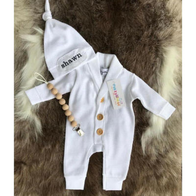 

Newborn Baby Girl Boy Unisex Clothes Romper Jumpsuit Bodysuit Hat Outfit Clothes