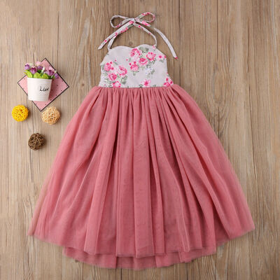 

Kids Girl Lace Flower Dress Maxi Long Princess Party Dresses Gown Formal Dress