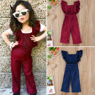 

US Stock Toddler Baby Girls Backless Bib Pants Romper Jumpsuit Outfit Clothes